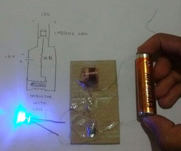 Питание светодиода от батарейки 1,5 вольта