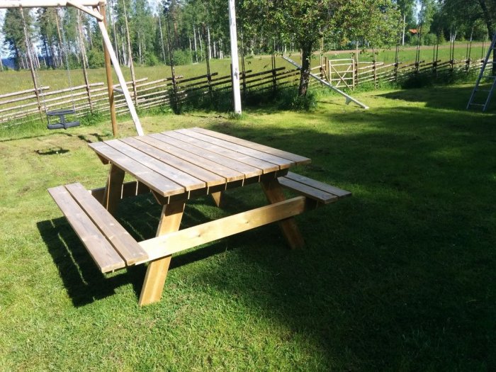 Простой стол со скамейками для сада
