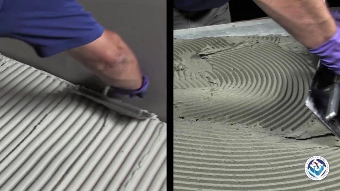Как правильно распределять плиточный клей при укладке плитки