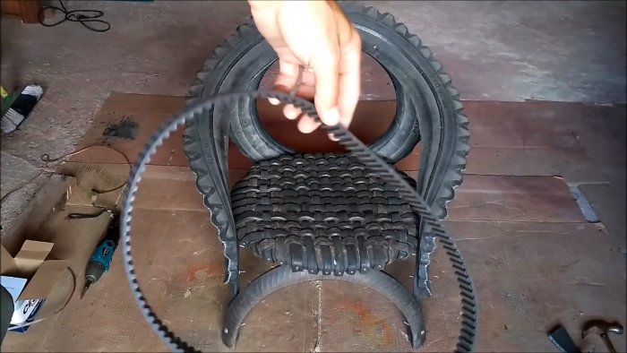 Делаем садовое кресло из старых покрышек