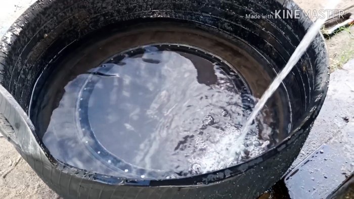 Как сделать резервуар для воды из старой покрышки
