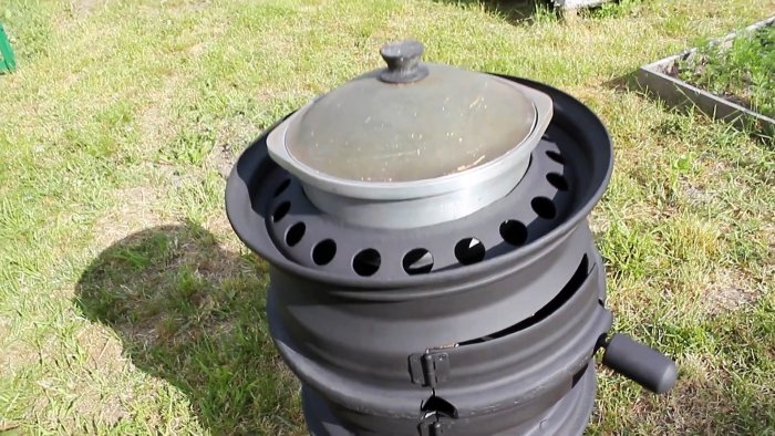 Как из колесных дисков сделать переносную печь под казан